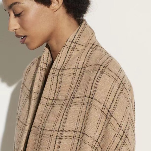 NWT $795 Vince Plaid Collarless Coat - Picture 2 of 6